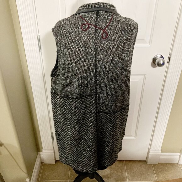 DOLCEZZA Long grey black wool blend open front vest ~ MEDIUM LARGE XL 1X duster - Picture 14 of 14